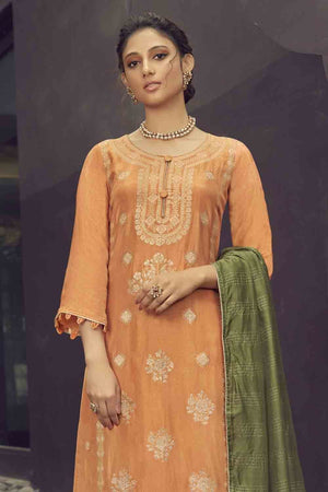 Ginger Orange Unstitched Salwar Suit