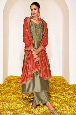 Green Orange Salwar Suit