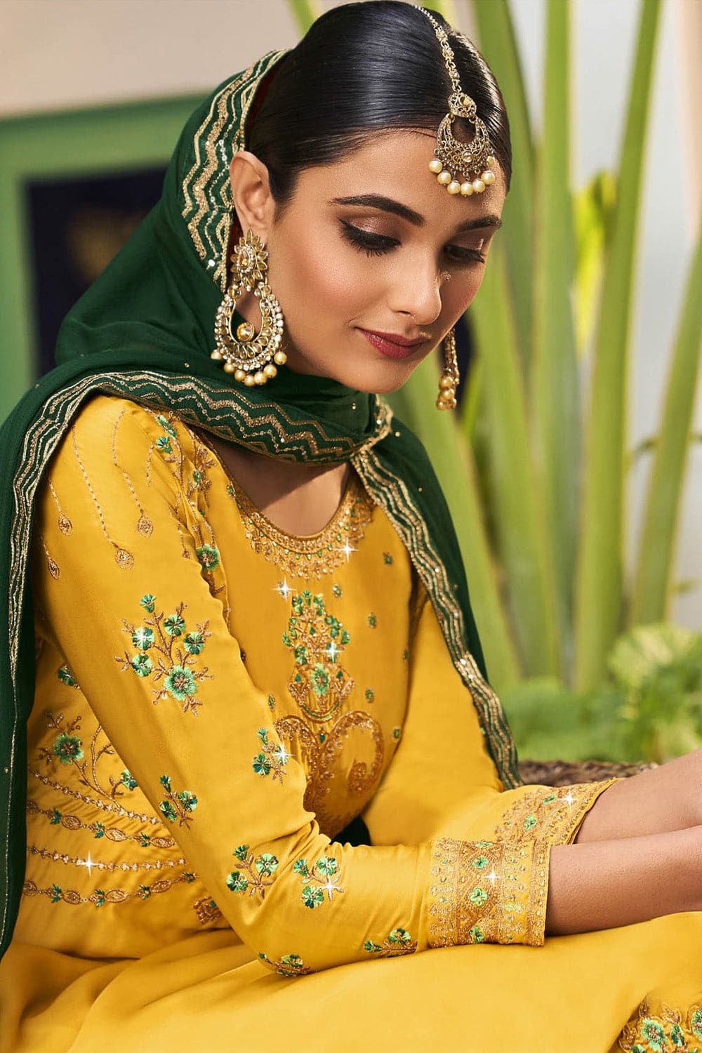 Yellow and green salwar suit hotsell