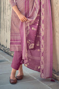 Lilac Purple Printed Unstitched Salwar Suit
