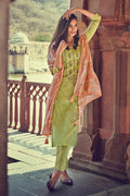Lime Green Unstitched Salwar Suit