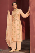 Salwar Suit Melon Orange Banarasi Salwar Suit - Unstitched saree online
