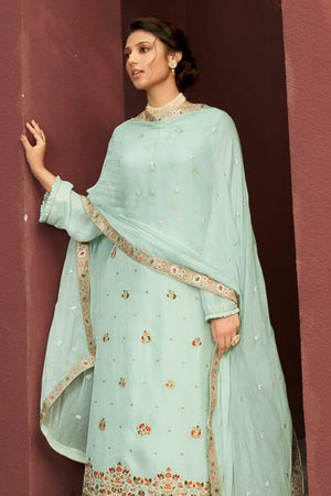 Mint Green Banarasi Unstitched Salwar Suit