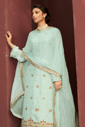 Salwar Suit Mint Green Banarasi Unstitched Salwar Suit saree online