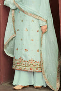 Salwar Suit Mint Green Banarasi Salwar Suit - Unstitched saree online
