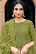 Moss Green Unstitched Salwar Suit Salwar Suit