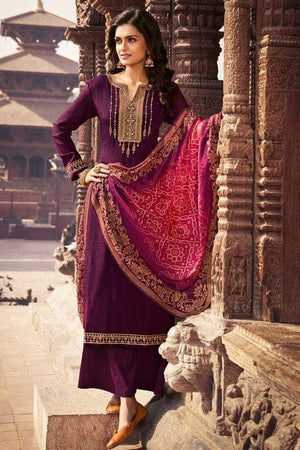 Mulberry Purple Unstitched Salwar Suit