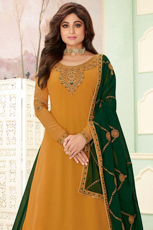 Mustard Yellow Designer Salwar Suit With Gharara