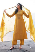 Mustard Yellow Ladies Unstitched Salwar Suit