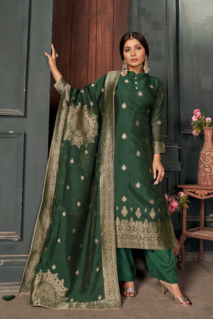 Phthalo Green Unstitched Salwar Suit