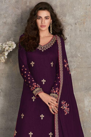 Plum Purple Salwar Suit With Palazzo