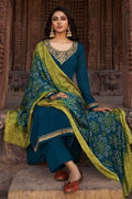 Salwar Suit Prussian Blue Unstitched Salwar Suit saree online