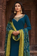 Salwar Suit Prussian Blue Unstitched Salwar Suit saree online