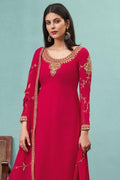 Salwar Suit Raspberry Red Georgette Salwar Suit- Unstitched saree online