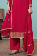 Salwar Suit Raspberry Red Georgette Salwar Suit- Unstitched saree online