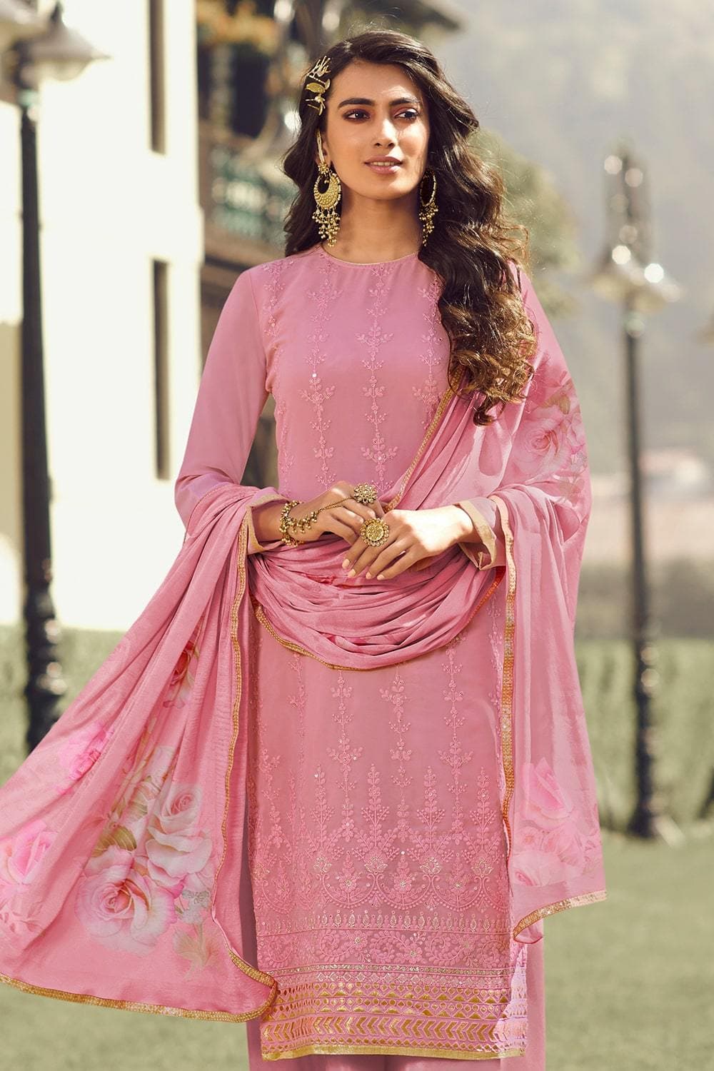 New Salwar Suit - Pink Colour Salwar Suit - SareesWala.com