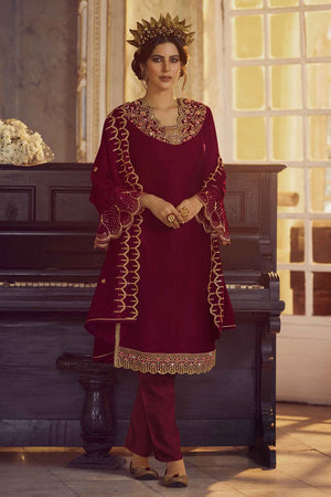 Rosewood Maroon Salwar Suit