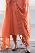 Salmon Orange Ladies Unstitched Salwar Suit