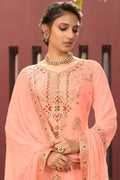 Salwar Suit Salmon Pink Banarasi Salwar Suit - Unstitched saree online