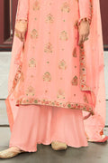 Salwar Suit Salmon Pink Banarasi Salwar Suit - Unstitched saree online