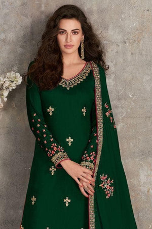 Teal Green Salwar Suit With Palazzo