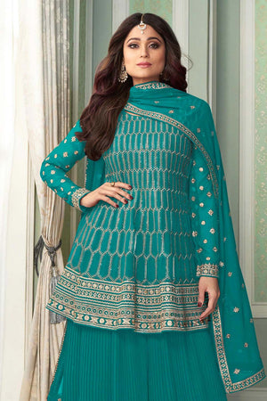 Arctic Blue Salwar Suit with Palazzo
