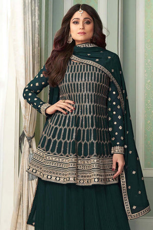 Pine Green Salwar Suit with Palazzo