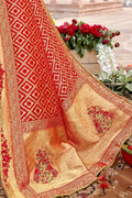 Saree Carmine Red  Saree With Embroidered Silk Blouse saree online