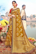 Saree Dark Mustard Yellow  Saree With Embroidered Silk Blouse saree online