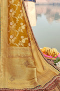 Saree Dark Mustard Yellow  Saree With Embroidered Silk Blouse saree online