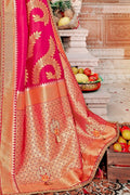Saree Hot Pink  Saree With Embroidered Silk Blouse saree online