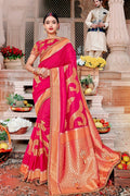 Saree Hot Pink  Saree With Embroidered Silk Blouse saree online