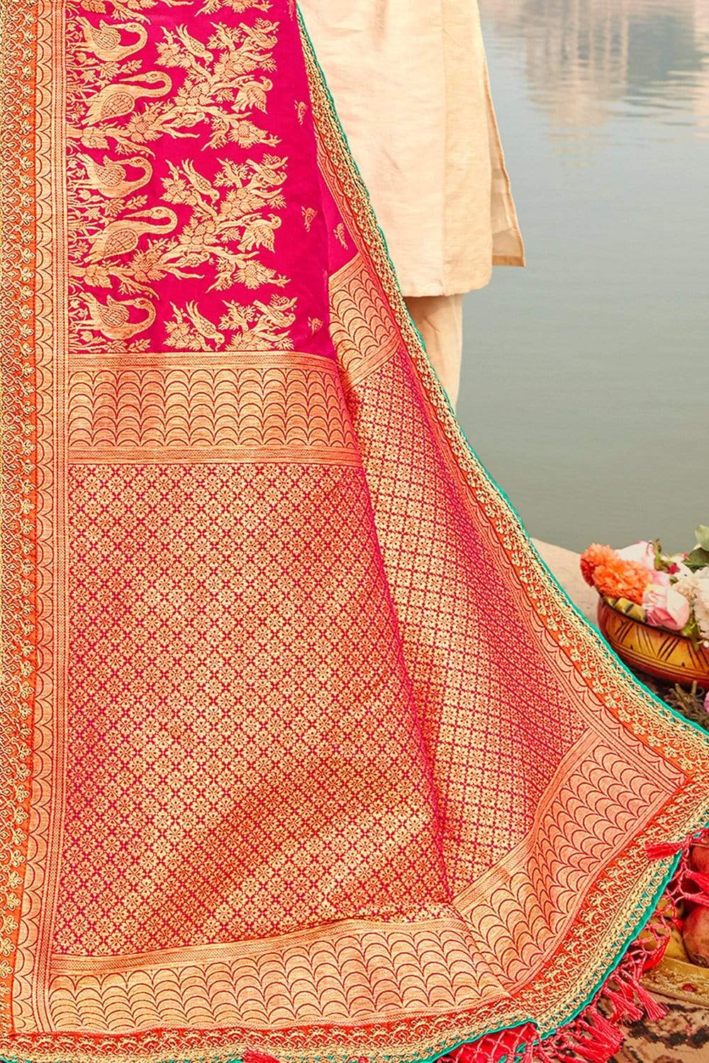 Saree Ruby Pink  Saree With Embroidered Silk Blouse saree online