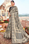 Saree Trout Grey  Saree With Embroidered Silk Blouse saree online