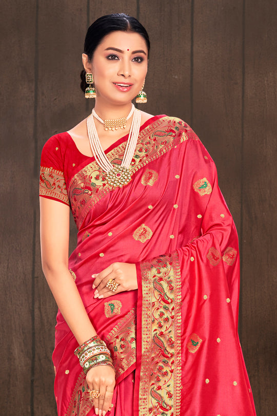 Taffy Pink Paithani Silk Saree