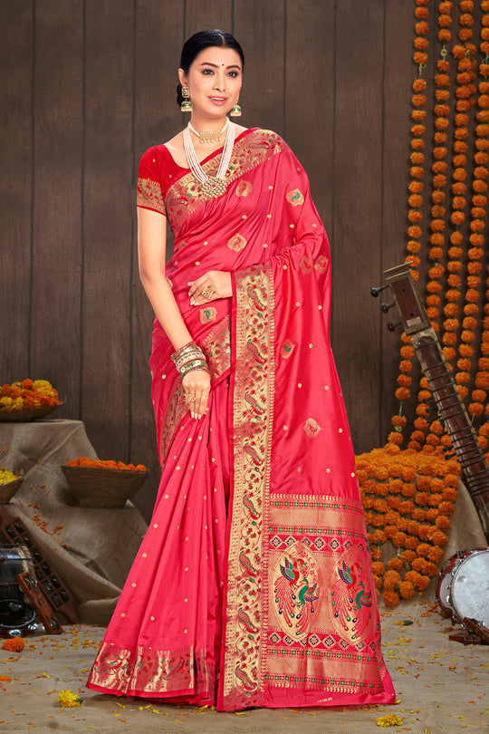 Taffy Pink Paithani Silk Saree