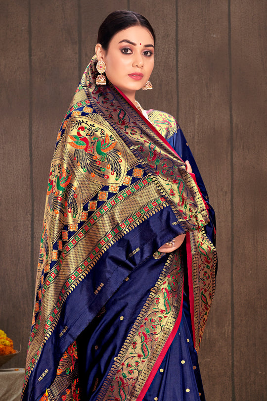 Royal Blue Paithani Silk Saree