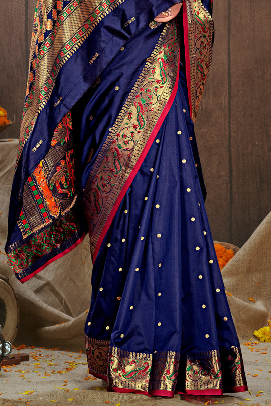 Royal Blue Paithani Silk Saree