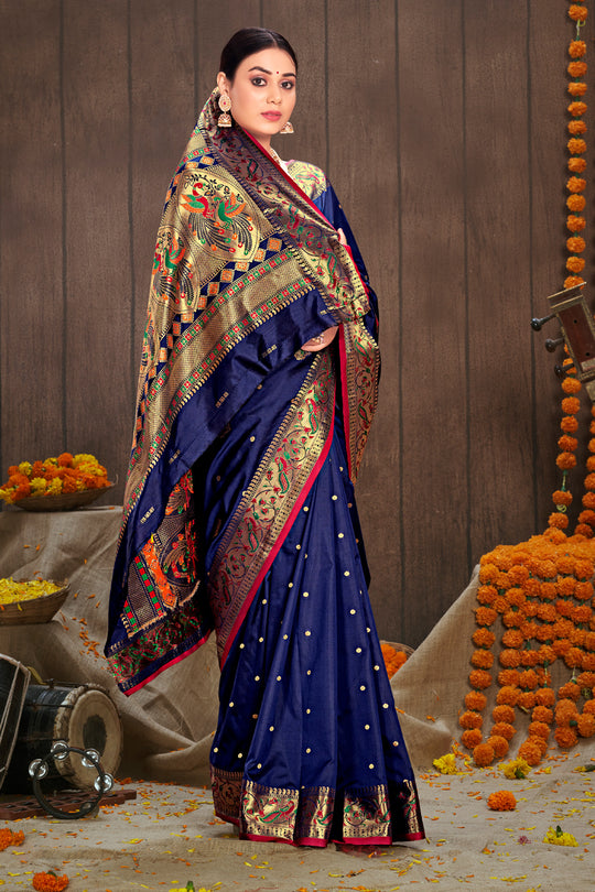 Royal Blue Paithani Silk Saree