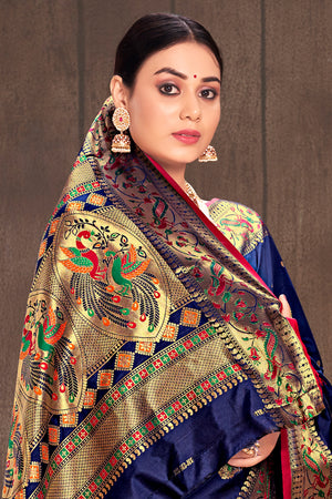 Royal Blue Paithani Silk Saree