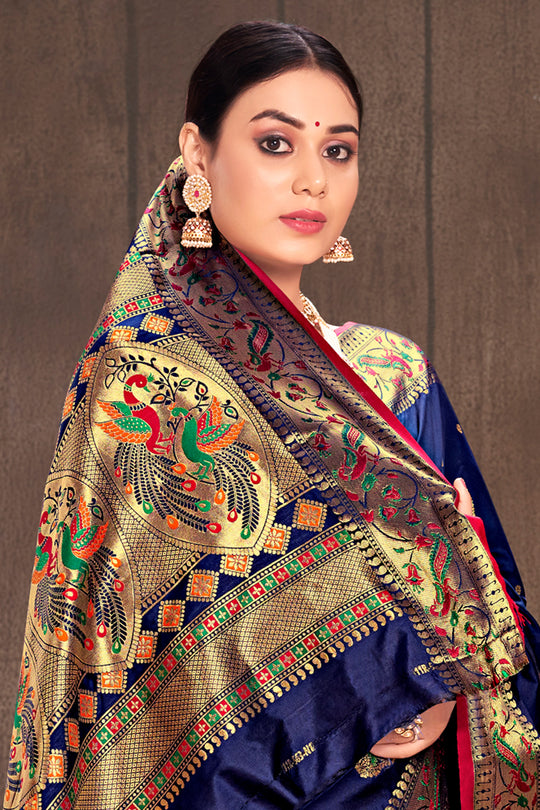 Royal Blue Paithani Silk Saree