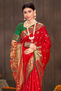 Tart Red Paithani Silk Saree