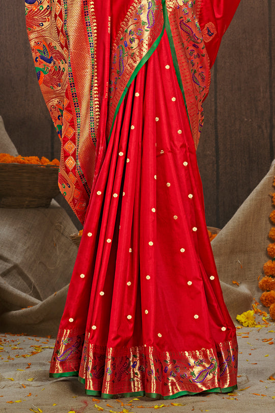 Tart Red Paithani Silk Saree