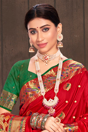 Tart Red Paithani Silk Saree