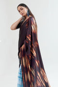 multicolour satin crepe saree