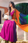 orange satin silk saree