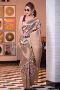 Satin Silk Saree Apricot Orange Satin Silk Saree saree online