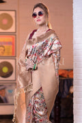 Satin Silk Saree Apricot Orange Satin Silk Saree saree online