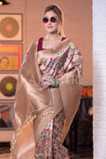 Satin Silk Saree Apricot Orange Satin Silk Saree saree online