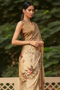 Satin Silk Saree Beautiful Tan Brown Satin Silk Saree saree online